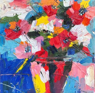 Painting titled "Bright floral spot" by Irina Anis, Original Artwork, Oil
