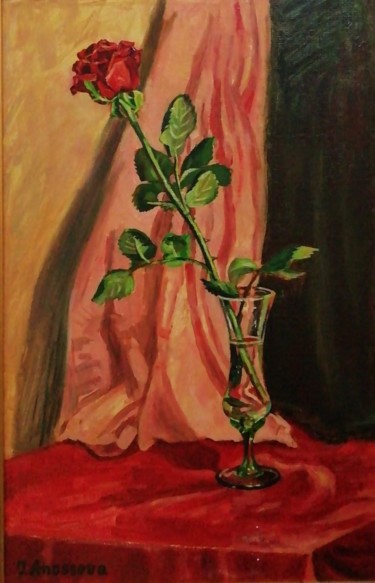 Peinture intitulée "Rose de la Saint Va…" par Irina Anossova, Œuvre d'art originale, Huile