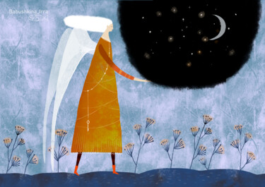 Цифровое искусство под названием "Ангел и ночь" - Irina Babushkina, Подлинное произведение искусства, Цифровая живопись