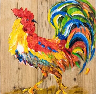 Картина под названием "Gallic rooster on b…" - Ирина Багель (Дмитрий С , Лилия К), Подлинное произведение искусства, Акрил