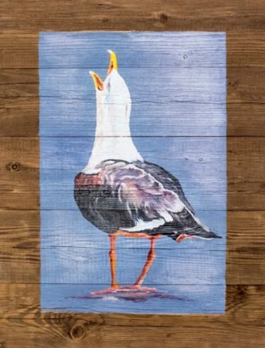 Картина под названием "Seagull on barn boa…" - Ирина Багель (Дмитрий С , Лилия К), Подлинное произведение искусства, Акрил
