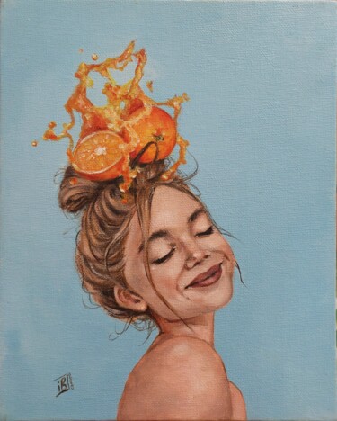 Painting titled "Media naranja" by Irina Barko, Original Artwork, Acrylic