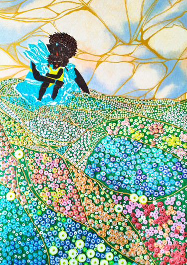 Flower field Peinture intitulée "Flower field" par Irina Bast, Œuvre d'art originale, Acrylique