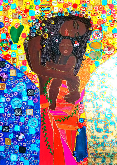 Black mother and daughter Картина под названием "Black mother and da…" - Irina Bast, Подлинное произведение искусства, Акрил