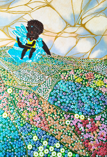 Картина под названием "Black Mother Daught…" - Irina Bast, Подлинное произведение искусства, Акрил Установлен на Деревянная…