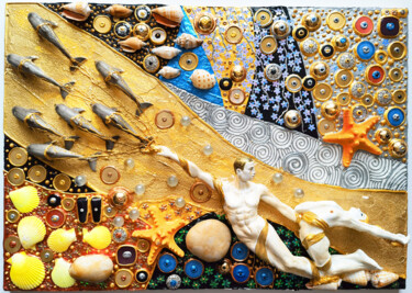 雕塑 标题为“Mermaids - Original…” 由Irina Bast, 原创艺术品, 陶瓷 安装在木板上