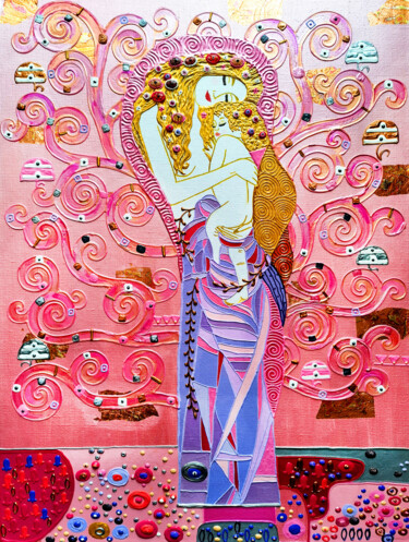 Картина под названием "Mother and child wi…" - Irina Bast, Подлинное произведение искусства, Акрил Установлен на Деревянная…