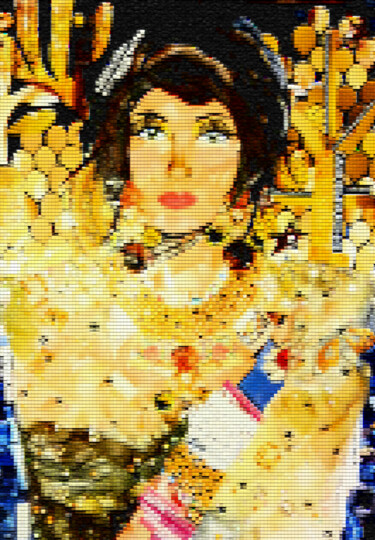 Collages intitolato "Custom woman portra…" da Irina Bast, Opera d'arte originale, Mosaico Montato su Pannello di legno