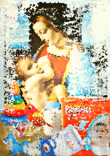 Digital Arts titled "Madonna Litta, Leon…" by Irina Bast, Original Artwork, Photo Montage