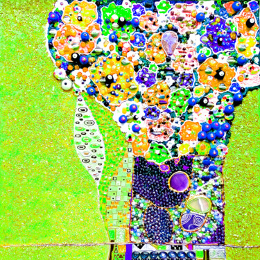 "Abstract flower bou…" başlıklı Heykel Irina Bast tarafından, Orijinal sanat, Taş Ahşap panel üzerine monte edilmiş