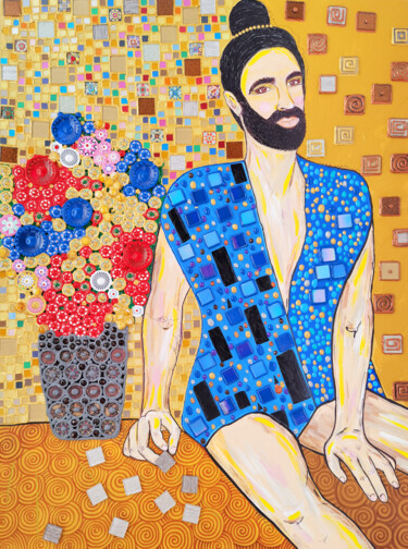 Painting titled "Young Klimt - hands…" by Irina Bast, Original Artwork, Acrylic Mounted on Wood Panel