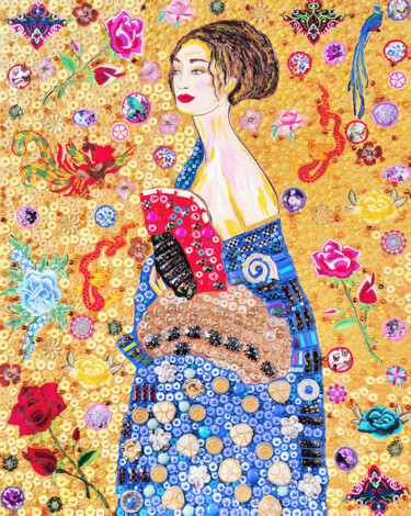 Pintura titulada "Gustav Klimt Lady w…" por Irina Bast, Obra de arte original, Mosaico Montado en Bastidor de camilla de mad…
