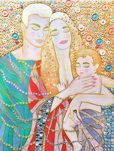 Картина под названием "FAMILY PORTRAIT. FA…" - Irina Bast, Подлинное произведение искусства, Акрил Установлен на Деревянная…