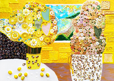 Escultura titulada "Still life yellow f…" por Irina Bast, Obra de arte original, Acrílico Montado en Bastidor de camilla de…