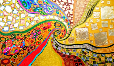 Schilderij getiteld "Colorful vivid spir…" door Irina Bast, Origineel Kunstwerk, Acryl Gemonteerd op Frame voor houten branc…