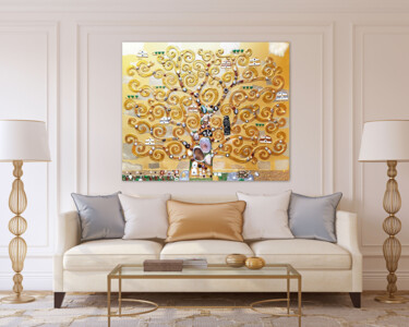 "Tree of life Klimt.…" başlıklı Tablo Irina Bast tarafından, Orijinal sanat, Taş Ahşap Sedye çerçevesi üzerine monte edilmiş