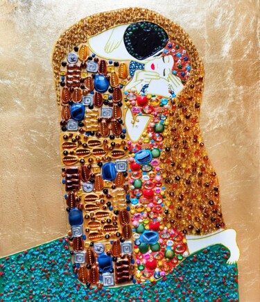 Картина под названием "Kiss - Amber precio…" - Irina Bast, Подлинное произведение искусства, Камень Установлен на Деревянная…
