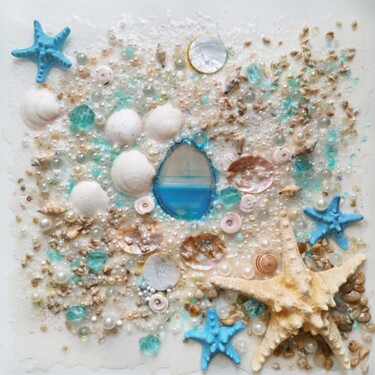 Sculpture titled "Abstract Sea Ocean…" by Irina Bast, Original Artwork, Stone Mounted on Wood Panel