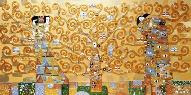 Schilderij getiteld "Tree of life. Large…" door Irina Bast, Origineel Kunstwerk, Acryl Gemonteerd op Frame voor houten branc…