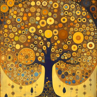 Digitale Kunst mit dem Titel "TREE OF LIFE - GOLD…" von Irina Bast, Original-Kunstwerk, Tinte