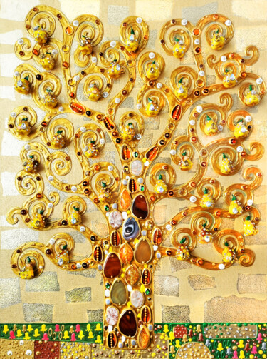 Pintura titulada "PEAR TREE. RELIEF T…" por Irina Bast, Obra de arte original, Acrílico Montado en Bastidor de camilla de ma…