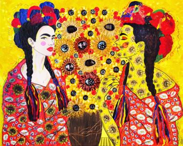 Pintura intitulada "Yellow flowers" por Irina Bast, Obras de arte originais, Acrílico Montado em Armação em madeira