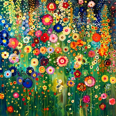 Arte digitale intitolato "Klimt's garden. Col…" da Irina Bast, Opera d'arte originale, Stampa digitale Montato su Telaio per…