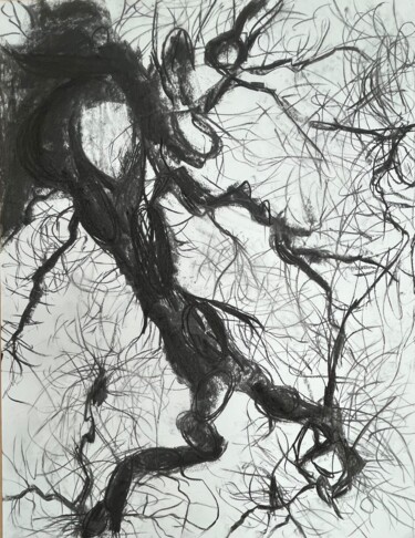 Рисунок под названием "Donne-moi ta main" - Irina Bellaye, Подлинное произведение искусства, Древесный уголь