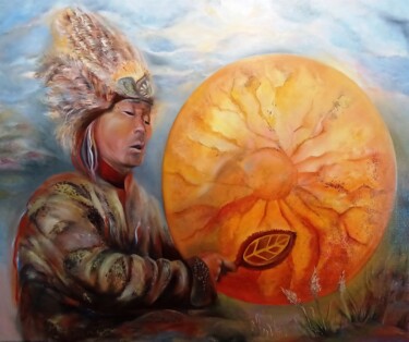 Painting titled "Камлание белого шам…" by Irina Berezina, Original Artwork, Oil
