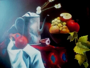 Painting titled ""Натюрморт с чайник…" by Irina Berezina, Original Artwork, Oil