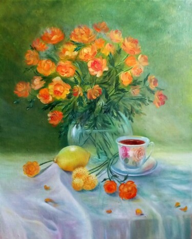 Картина под названием "Солнечный букет" - Irina Berezina, Подлинное произведение искусства, Масло