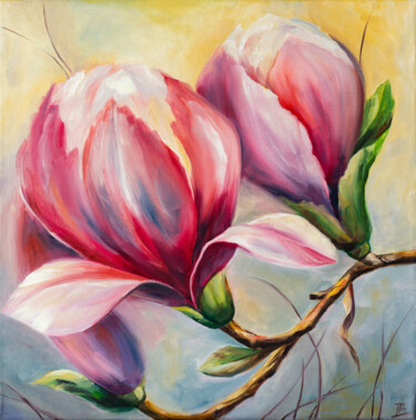 Malerei mit dem Titel "Pink Beauty. Bloomi…" von Irina Biunger, Original-Kunstwerk, Öl