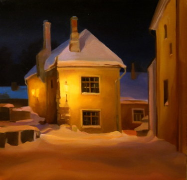 Картина под названием "Старый дом в Таллине" - Irina Bogdanova, Подлинное произведение искусства, Масло Установлен на Деревя…
