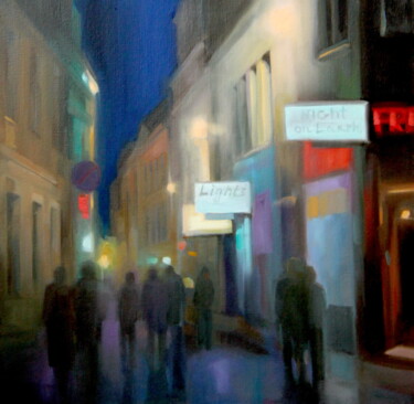 Картина под названием "Ночные огни" - Irina Bogdanova, Подлинное произведение искусства, Масло