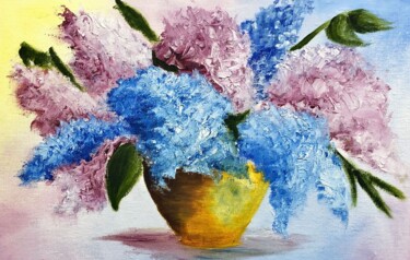 Painting titled "Lilac" by Irina Brazhnikova, Original Artwork, Oil Mounted on Cardboard