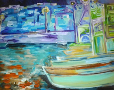 Peinture intitulée "Ночной порт" par Irina Bublik, Œuvre d'art originale, Acrylique