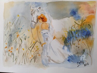 Painting titled "cavalier (Willem Ha…" by Irina Caby (Bonbon.mme), Original Artwork, Watercolor