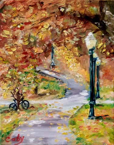 Painting titled "parc d'automne" by Irina Caby (Bonbon.mme), Original Artwork, Oil