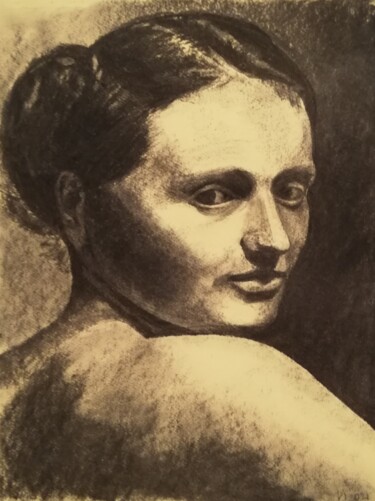 Desenho intitulada "Portret 1" por Irina Cavat, Obras de arte originais, Carvão