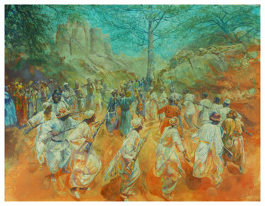 Pittura intitolato "“Cérémonie funérair…" da Irina Condé, Opera d'arte originale, Acrilico Montato su Telaio per barella in…