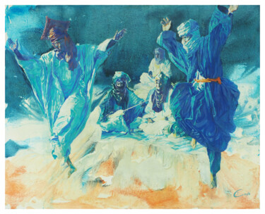 Pintura titulada "Danseurs touarègues" por Irina Condé, Obra de arte original, Acrílico Montado en Bastidor de camilla de ma…