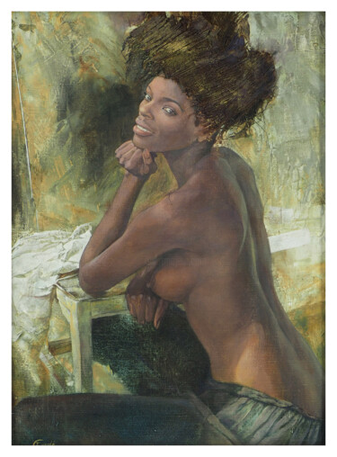 제목이 ""Beauté noire 3""인 미술작품 Irina Condé로, 원작, 아크릴 나무 들것 프레임에 장착됨