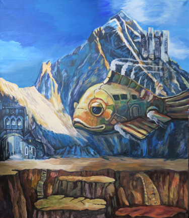 Картина под названием "Прибытие в скальный…" - Irina Danilova, Подлинное произведение искусства, Масло