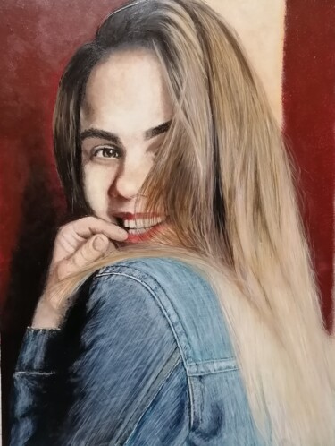 Pittura intitolato "Портрет дочери" da Irina Deriugina, Opera d'arte originale, Acrilico