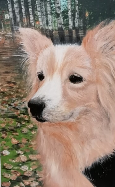 Peinture intitulée "Собака Джесси" par Irina Deriugina, Œuvre d'art originale, Acrylique