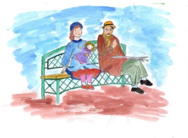 Drawing titled "Conversation" by Irina Dudkina, Original Artwork, Pencil