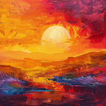 Peinture intitulée ""Landscape, Sunset,…" par Irina Fedorova, Œuvre d'art originale, Acrylique