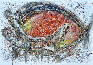 Картина под названием "The red fish" - Irina Fedorova, Подлинное произведение искусства, Акрил