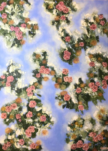 Malerei mit dem Titel "Himmlische Blumen" von Irina Gauss, Original-Kunstwerk, Acryl