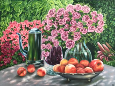 Painting titled "Dreams of summer" by Irina Gauss, Original Artwork, Oil Mounted on Wood Stretcher frame